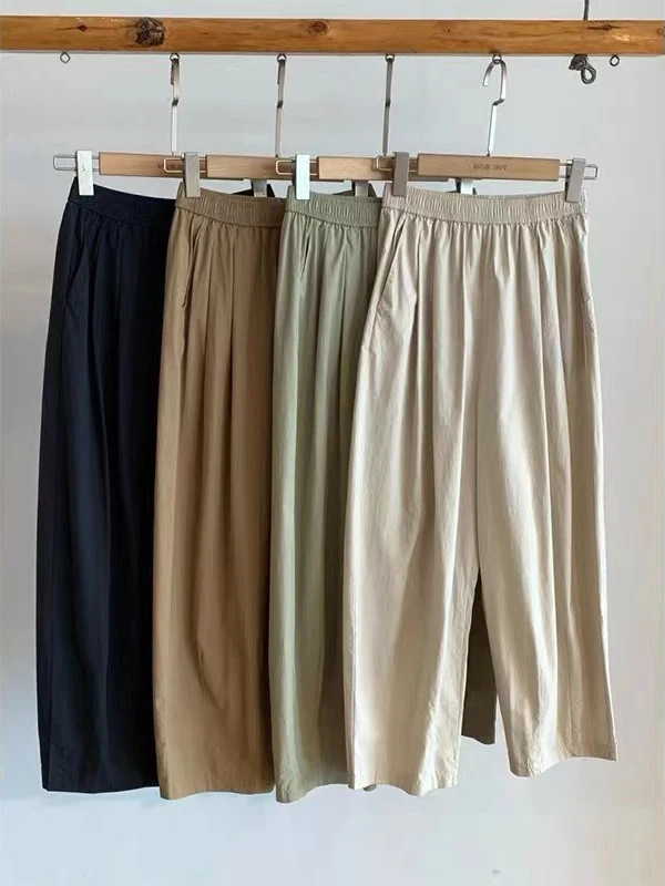 Classic Thin Harem Pants for Women 2023 Summer Baggy Wide Leg Trousers  Women's Joggers Korean Loose Capri Pants with Pockets - AliExpress