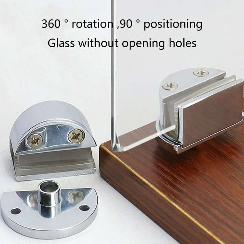 Glass Door Cupboard Showcase Cabinet Clamp Glass Shower Doors Hinge Replacement Parts 360-Degree Rotating Shafts Hinge
