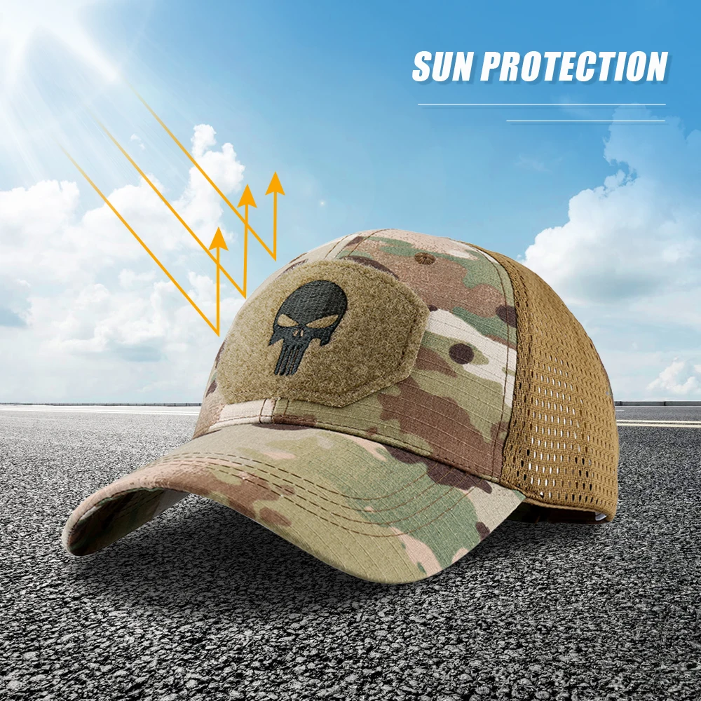 Baseball Cap Camouflage Trucker Hat Outdoor Sports Hiking Camping Hunting Combat Paintball Adjustable Mesh Snapback Sun Hats