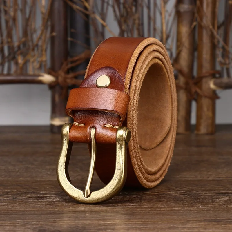 

Genuine Leather Belt Men Luxury Strap Male Fashion Cowhide Copper Buckle Wild Classic Ret Free Shipping Length 100 110 125 130cm
