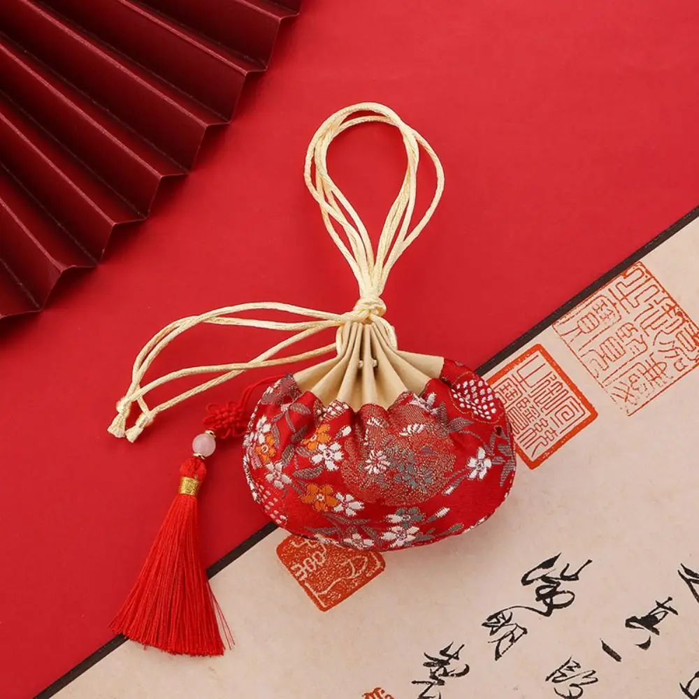 Mehrfarbige Blumenmuster hängende Dekoration Stoff Geldbörse Beutel Frauen Schmuck Tasche leere Beutel chinesischen Stil Aufbewahrung tasche – Detail 1