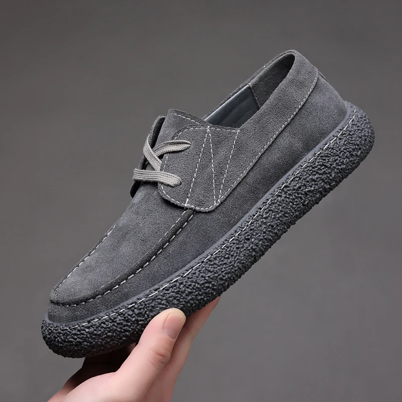 

Fashion British Style Men Genuine Leather Casual Shoes Europe America Hot Sale Fashion Thick Bottom Designer Minimalist Shoes
