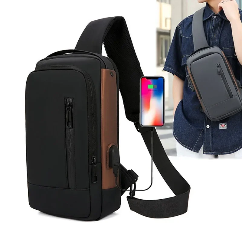 Fashion Business Men's Crossbody Bag Anti-Theft Password Lock Men's Chest Bag With USB Charging Port Travel Shoulder Bag for Man