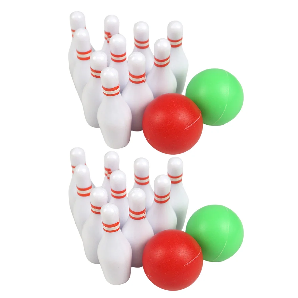 2 Sets Bowling Ball Model Mini House Supply Micro Scene Childrens Toys Balls Ornament Adornment Miniature Desktop