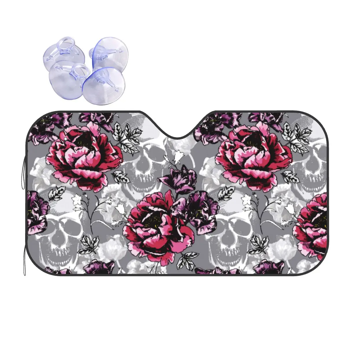 

Floral Skull Foldable Windshield Sunshade 76x140cm Pink Peony Foils Car Window Windscreen Cover Sun Shade Protect