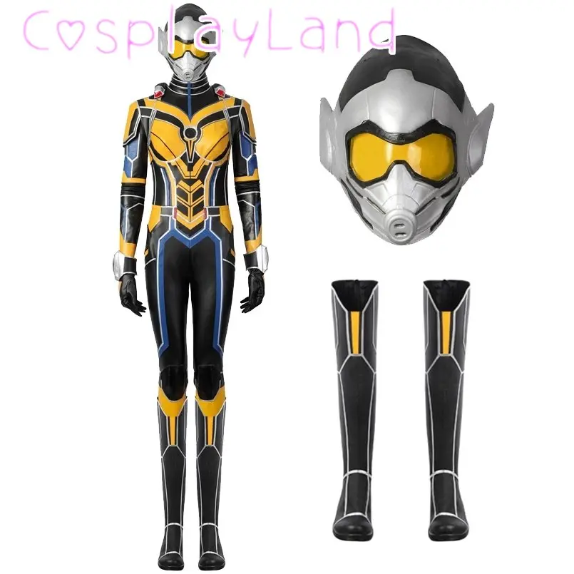 

Ant Quantumania Wasp Cosplay Costume Heroine Hope Van Dyne New Armor Battle Outfit With Shoes Mask Carnival Halloween Jumpsuit