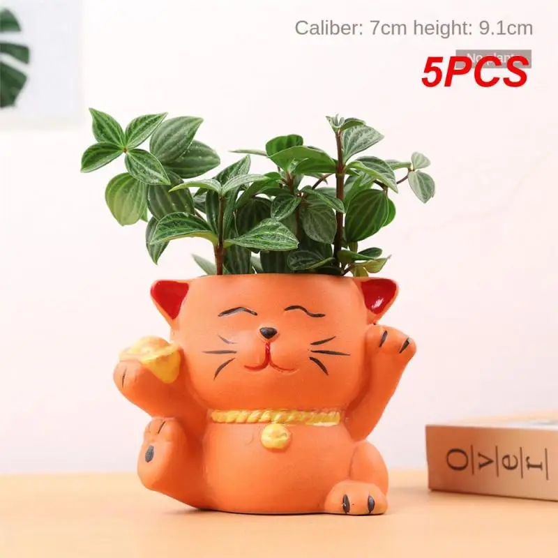 

5PCS Flowerpot Little Space Anti-aging Non-toxic Discoloration Resist Ageing Artistical Plant Pot Thick Mouth Comfort Office