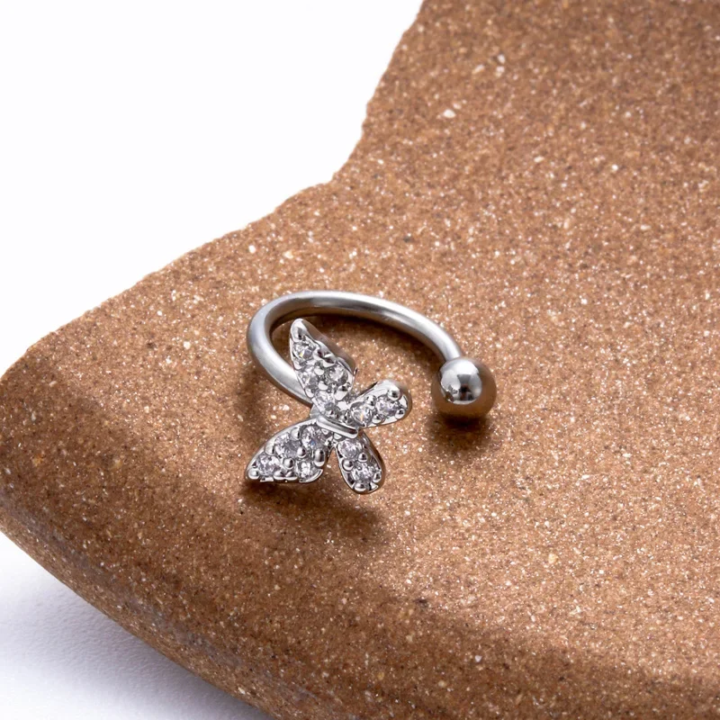 Piercing Jewelry Body Piercing Jewelry Body Jewelry Ear Piercing Jewelry 2Pcs 16G Piercing Stainless Steel Butterfly Bee Heart Lip Jewelry for Women 8mm C-shaped Lip Ring Cartilage Ring for Teens