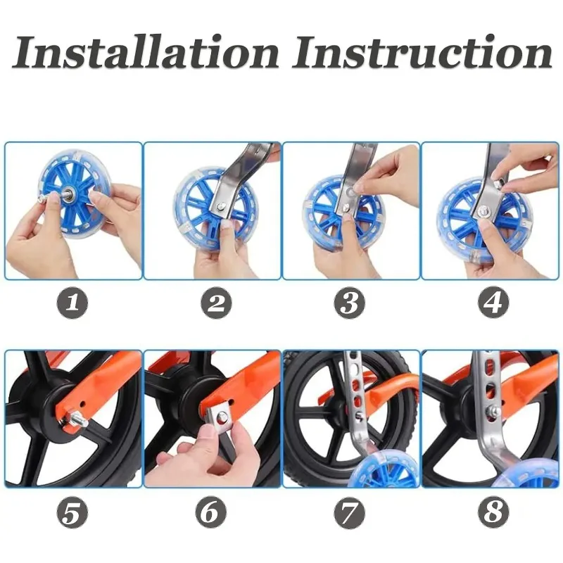 Children Bicycle Auxiliary Wheel Compatible 12-20 Inch Kids Bike Protection Balance Secondary Bike Riding Flash Wheel 1pair