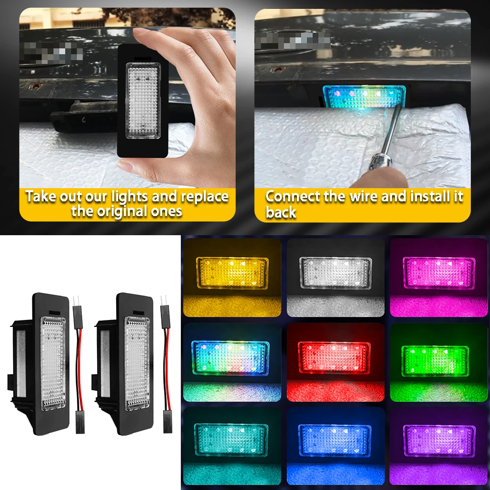 Colorful Led License Number Plate Lights 2PCS Rear Light For Audi A4 B8 A5 A6 S6 S5 A7 Q5 VW Golf Passat Jetta Touareg Skoda