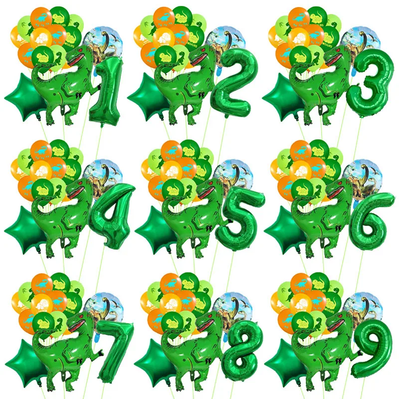 

Birthday Party Dinosaur Balloons Foil Balloons Number 0-9 Jungle Animal Dinosaur Themed Baby Shower Balloons