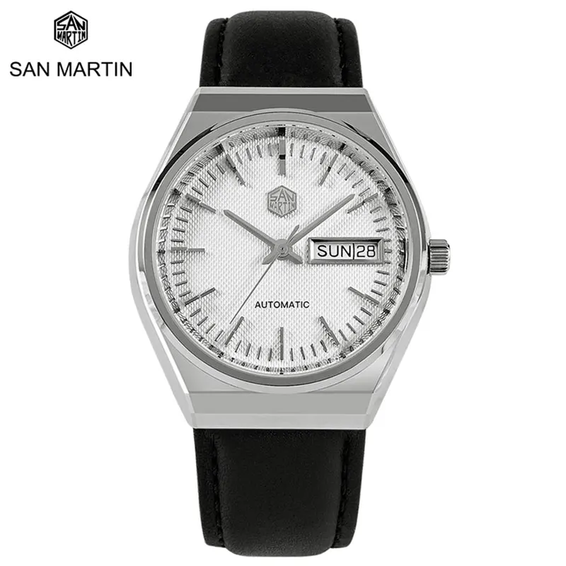 

San Martin New Men Dress Watch 37mm Luxury Fashion Seagull ST2100 Automatic Mechanical Sports Business Sapphire Double Calendar