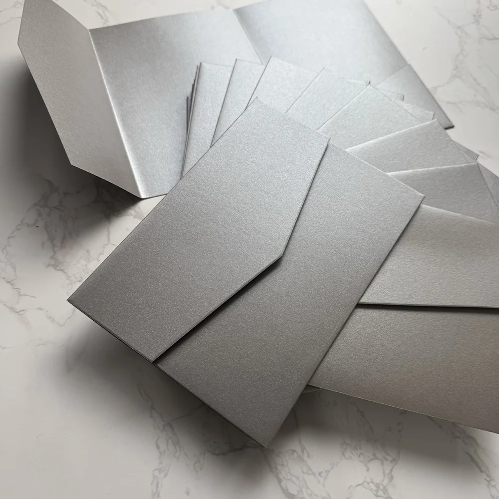 25pcs Blank Pocketfold Card Invitation DIY wedding paper envelope，Matcha Green