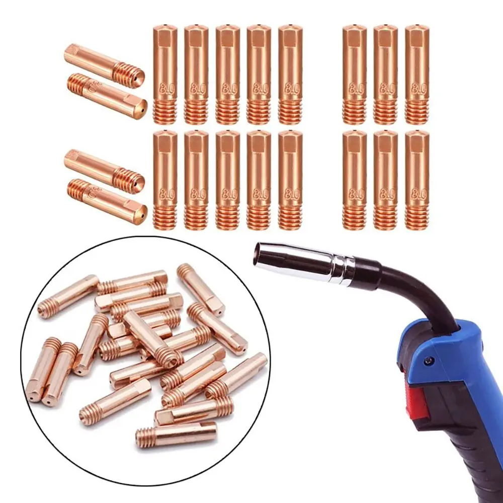 Lot De 19 Pièces D'usure De Torche De Soudage MIG MAG Pour 15AK MB15, 4 Buses De Gaz, 2 Porte-buses, 10 M6 Pointes De Contact 0,8 Mm, 2 Isolateurs, 1 Outil