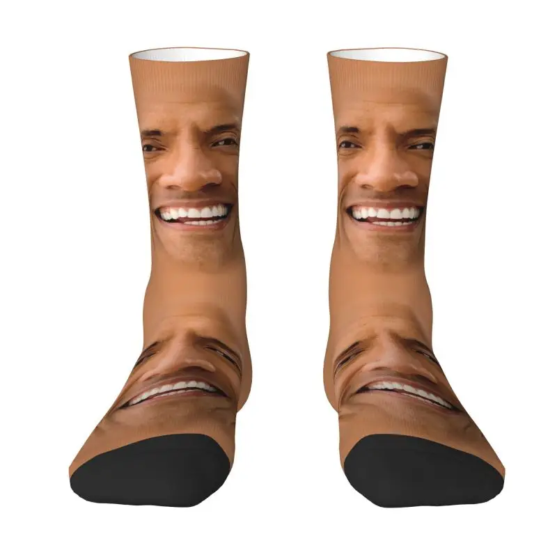 

The Rock Face Men Women Crew Socks Unisex Kawaii 3D Printing Johnson Dress Socks