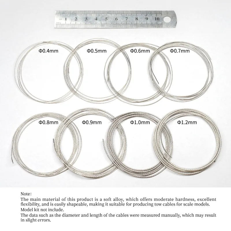 LIANG-0450 0.4mm-1.2mmx1m 소프트 토우 케이블 성형 가능한 디테일 조립 모델용 수정 부품 DIY 액세서리