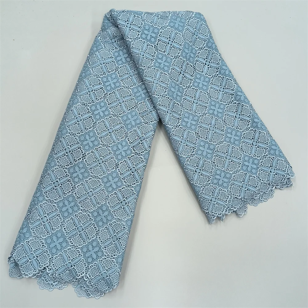 Afrikanischer spitzens toff hochwertige spitze wasser lösliche bestickte mode weicher spitzens toff 5 yards – Detail 11