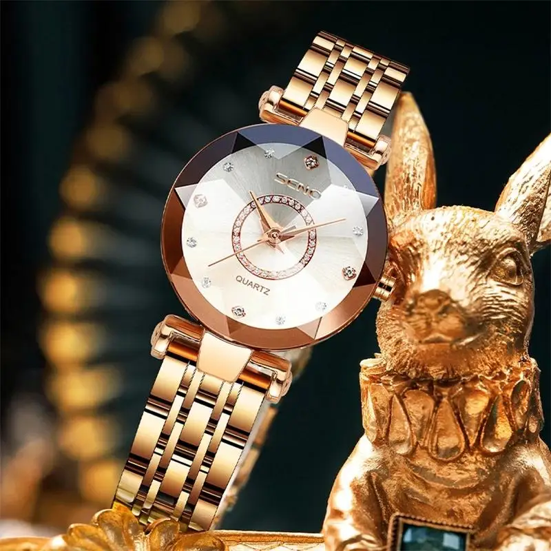 Women Watch Top Brand Luxury 2023 Rhinestone Elegant Ladies Watches Gold Clock Wrist Watches For Female Women relogio feminino