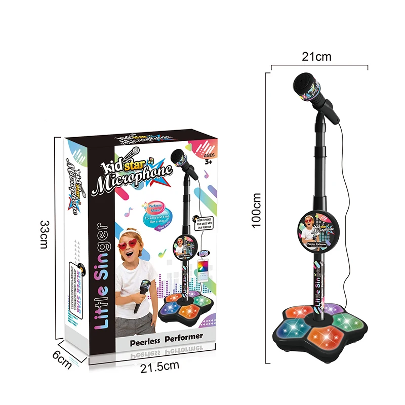 Kids Microphone with Stand Karaoke Song Music Instrument Toys  Brain-Training Educational Toy Birthday Gift for Girl Boy