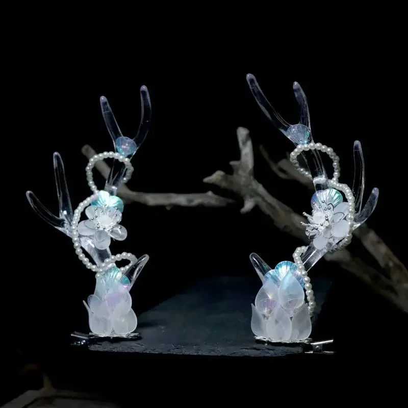 Hanfu Hair Accessories Ancient Style Curtain Scales Hairpin Deer Antlers Dragon Cosplay Earring Shooting Props