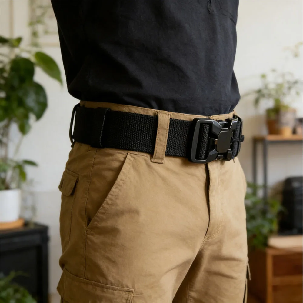 Newest Automatic Magnetic Buckle Tactical Belt Mens Canvas Tactical Workwear Casual Outdoor Military Training Pants Belt For Men