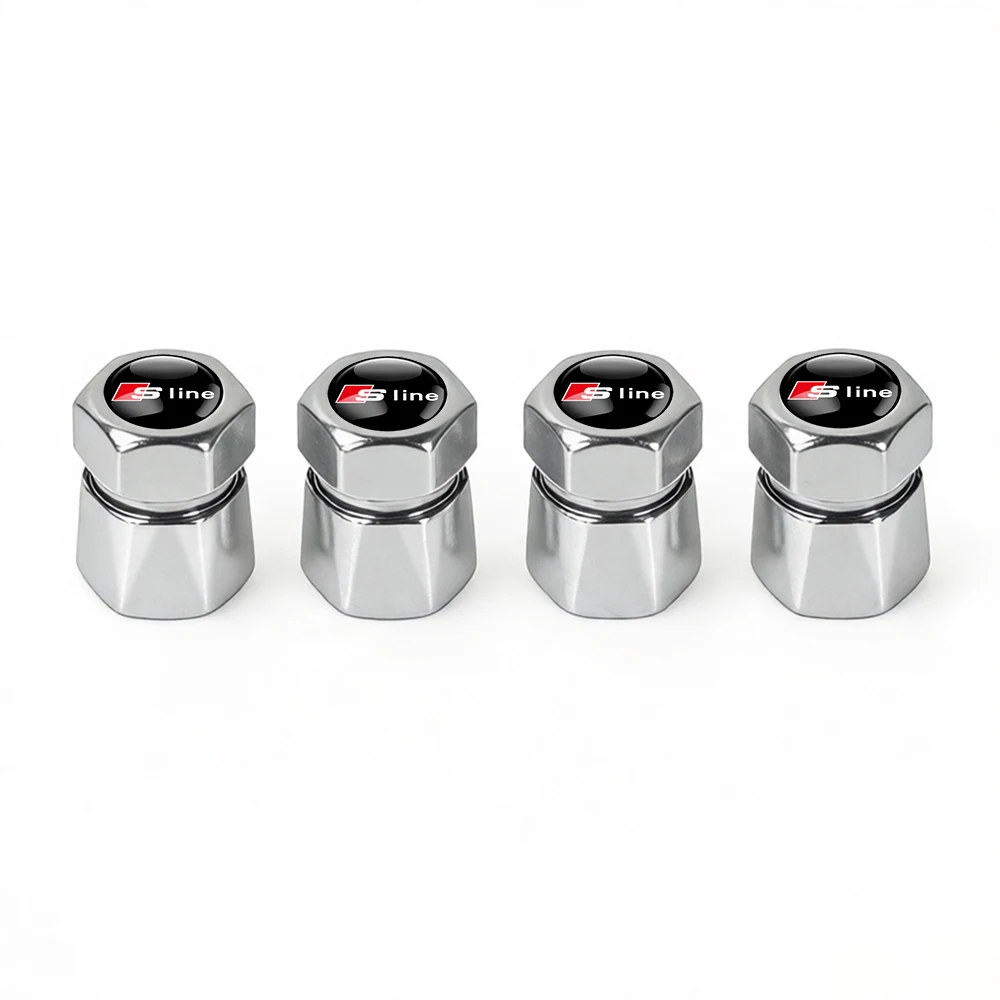 Set of 4 Premium Aluminum Tire Valve Caps with Diamond Design - Waterproof and Dustproof Auto Accessories