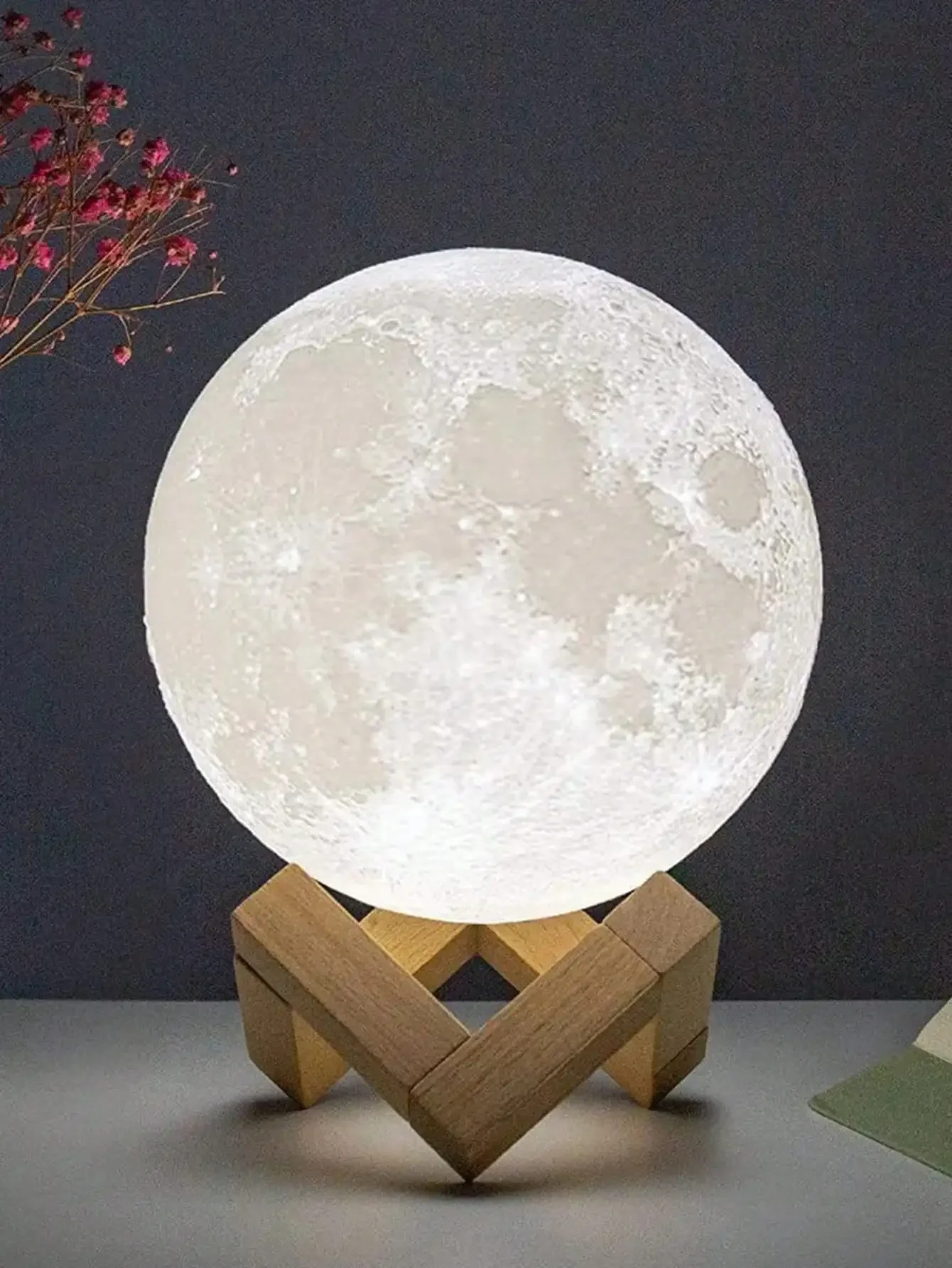 

8cm Moon Lamp LED Night Light Battery Powered With Stand Starry Lamp Bedroom Decor Night Lights Kids Gift Moon Lamp Birthday Gif