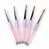 Pink Kolinsky Sable Acrylic Nail Brush Crystal Metal Handle Nail Art Mink Brush Gel Builder Manicure Painting Pen Drawing Tools 3