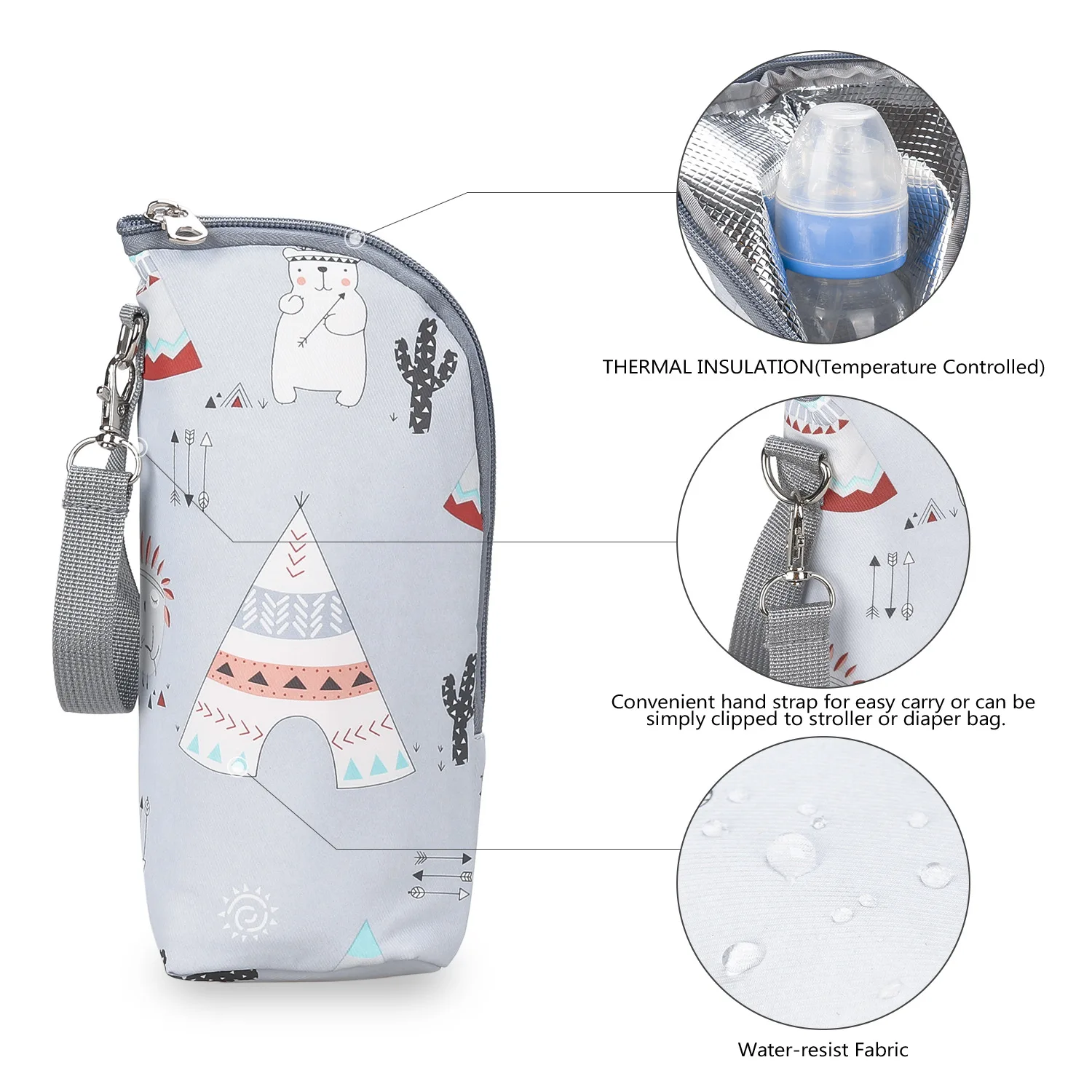 Baby Bottle Bag Portable Mother Feeding Bottle Warmer Baby Feeding Aluminum Mold Insulation Outing Stroller Hanging Bag 4