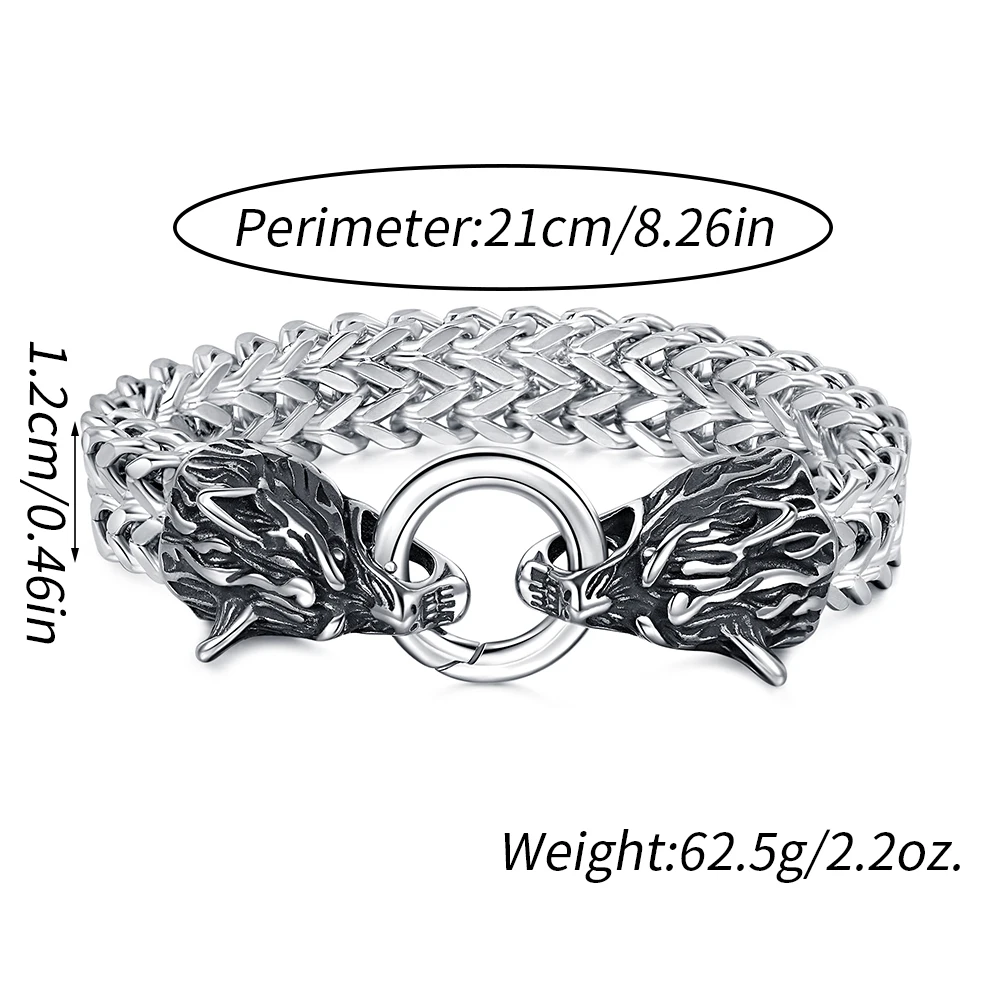 Fashion Stainless Steel Men's Bracelet Titanium Steel Hip Hop Bracelet Nordic Wolf Head Viking