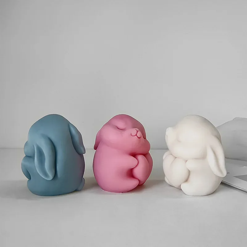 Silicone Mold for DIY Aromatherapy Candle Bunny 3D Love Heart Rabbit Plaster Ornaments Handmade Soap
