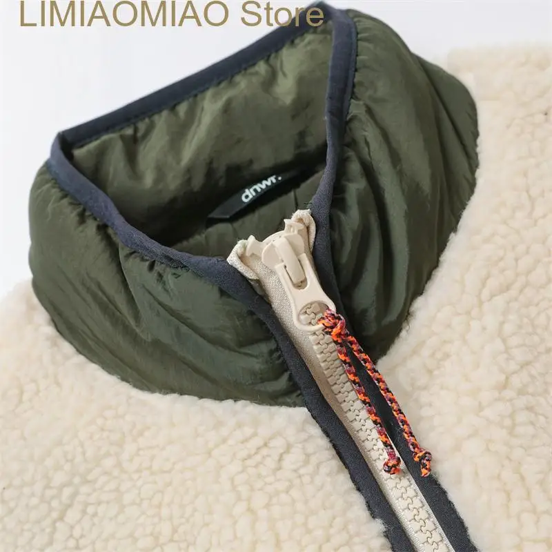 New men's stand-up collar splicing grab fleece jacket jacket men's thickened hooded top can do couples