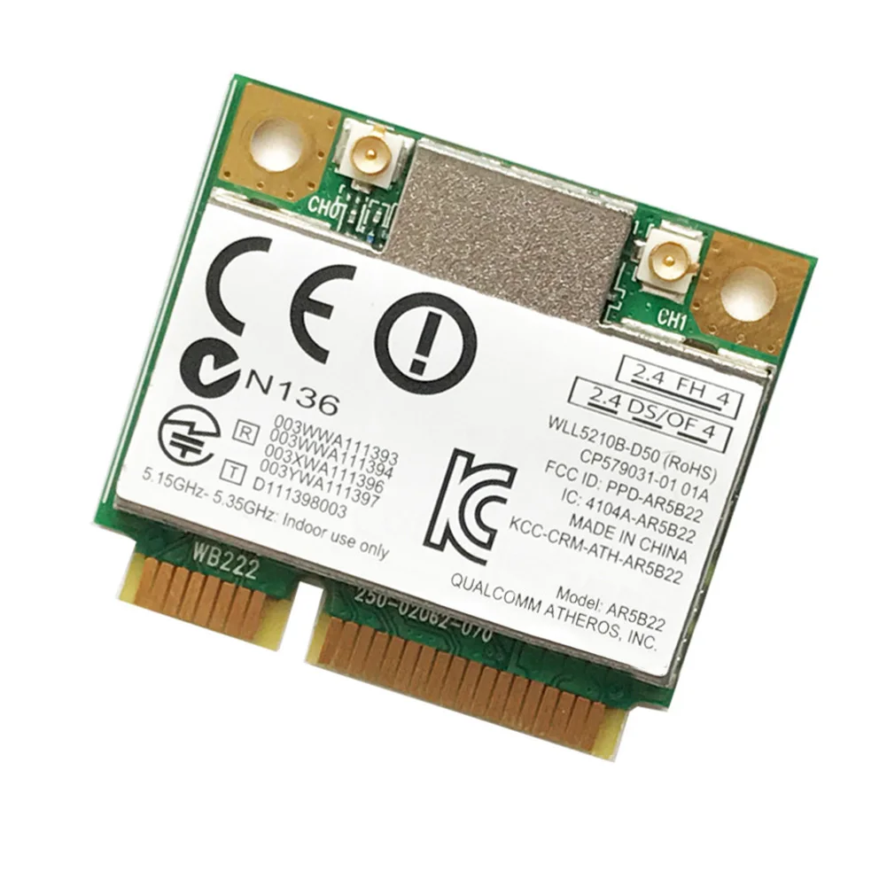 미니 PCI-E 무선 어댑터, 듀얼 밴드 블루투스 호환 4.0 와이파이 동글, 2.4G, 5G, 300Mbps