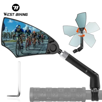WEST BIKING Specchietto retrovisore per bicicletta antiriflesso Telescopico flessibile 360 grandangolare MTB E-Bike Scooter elettrico Specchietto retrovisore HD