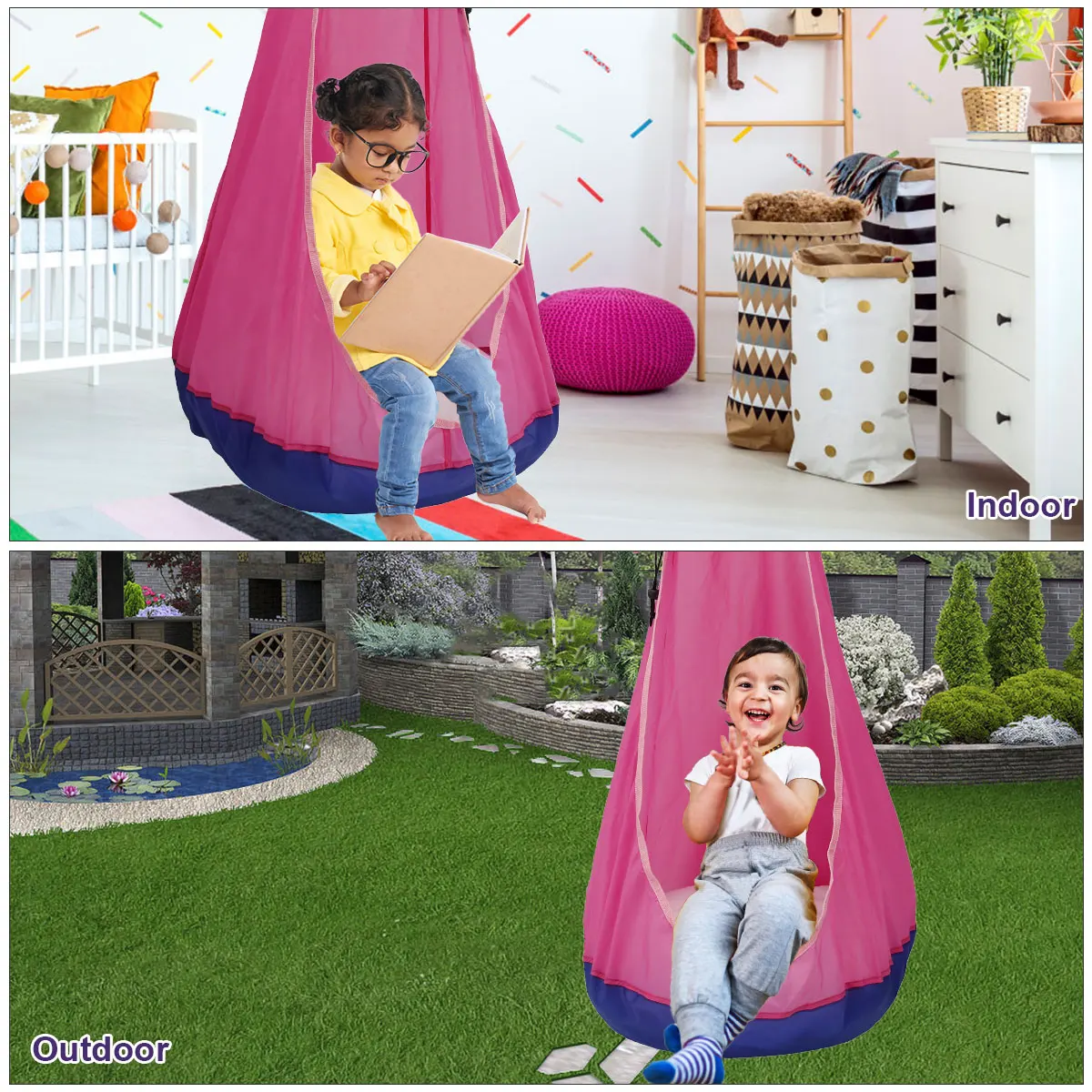 Kids Pod Swing Seat Portable Parachute Cloth Swing Bed Courtyard Living Room Leisure Bag Hanging Chair Indoor Outdoor kids swing seat