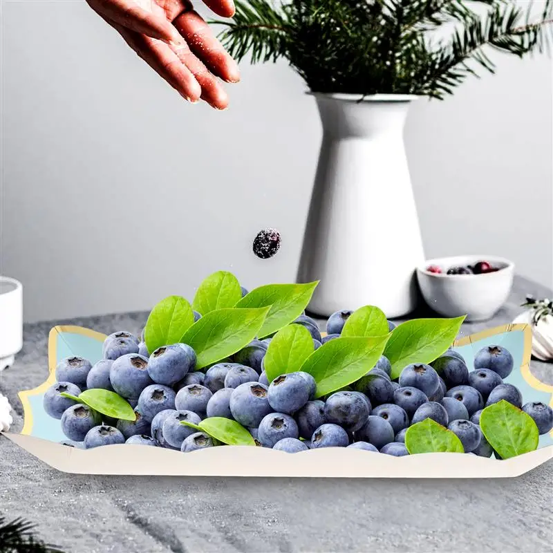 4pcs Disposable Serve Tray Food Serve Platter Fruit Cake Serving Tray Food Hold Container For Party Wedding Buffet Dessert Snack 6