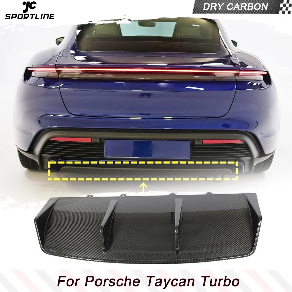 

Real Carbon Fiber Rear Bumper Diffuser Lip for Porsche Taycan Turbo S Sedan Dry Carbon Fiber Car Bumper Spoiler Kits 2019-2022