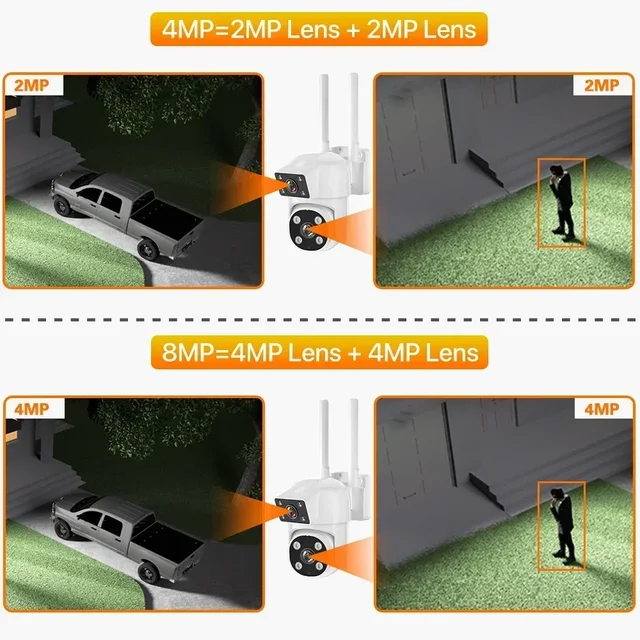 4K 8MP Wifi PTZ Camera Dual Lens IP CCTV Video Surveillance Camera Ai Human Detect Auto Tracking Night Vision Outdoor Waterproof 2