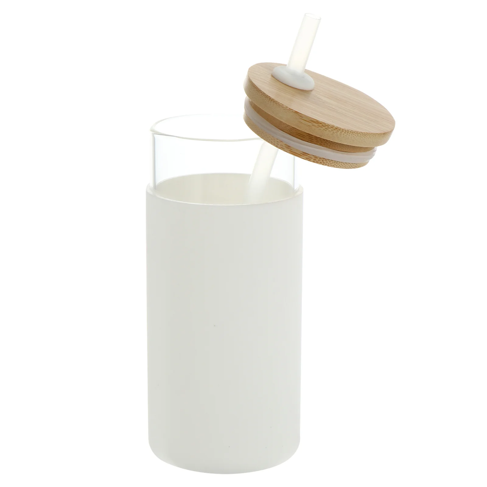 

Bamboo Lid Straw Cup Water Coffee Mug Sippy Household Glass Milk Beverage Wood Office Travel