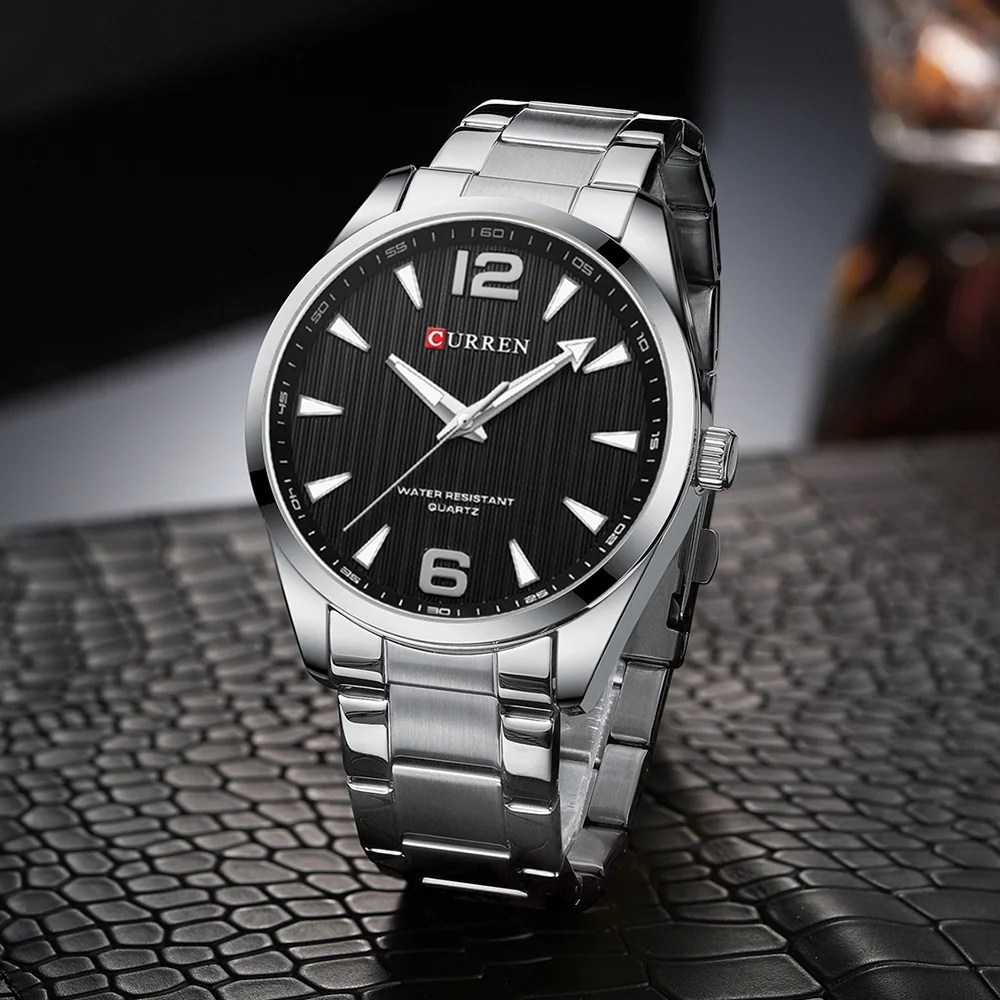 Quartz Watch Men's Stainless Steel Strap Watch Leisure Business Simple Quartz Glow Waterproof Watch Men's Reloj Hombre 8434