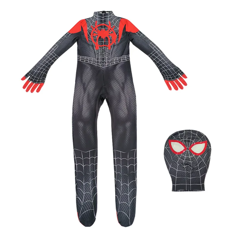 thumbnail image 1 of Disfraz de Spiderman para niños, traje Zentai de Spider Man en el verso de araña, Miles Morales, traje de superhéroe, monos para adultos, 1 of 5