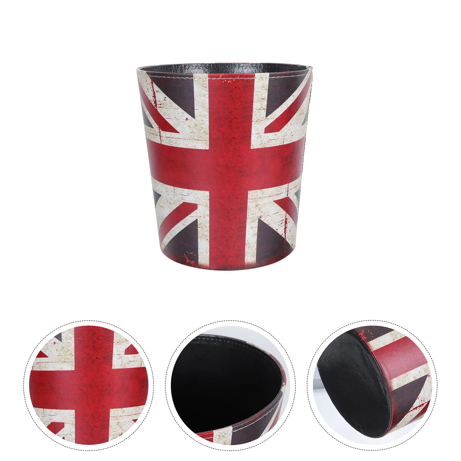 

Round Trash Can Wastebasket European Style Waste Can Garbage Container Bin Large Storage Bin Without Lid the Union Flag Pattern