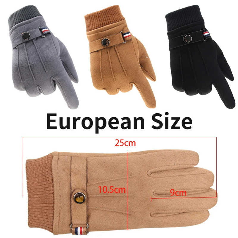 Men's Winter Cycling Gloves - Warm, Windproof, Touchscreen-Compatible Suede
