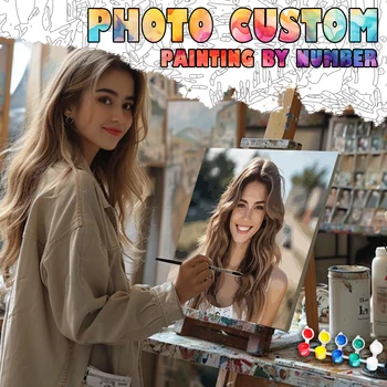 SDOYUNO Foto Pittura personalizzata con i numeri Disegna acquerelli Colorazione per adulti Immagine su tela Colori acrilici Artigianato Regalo personalizzato 1