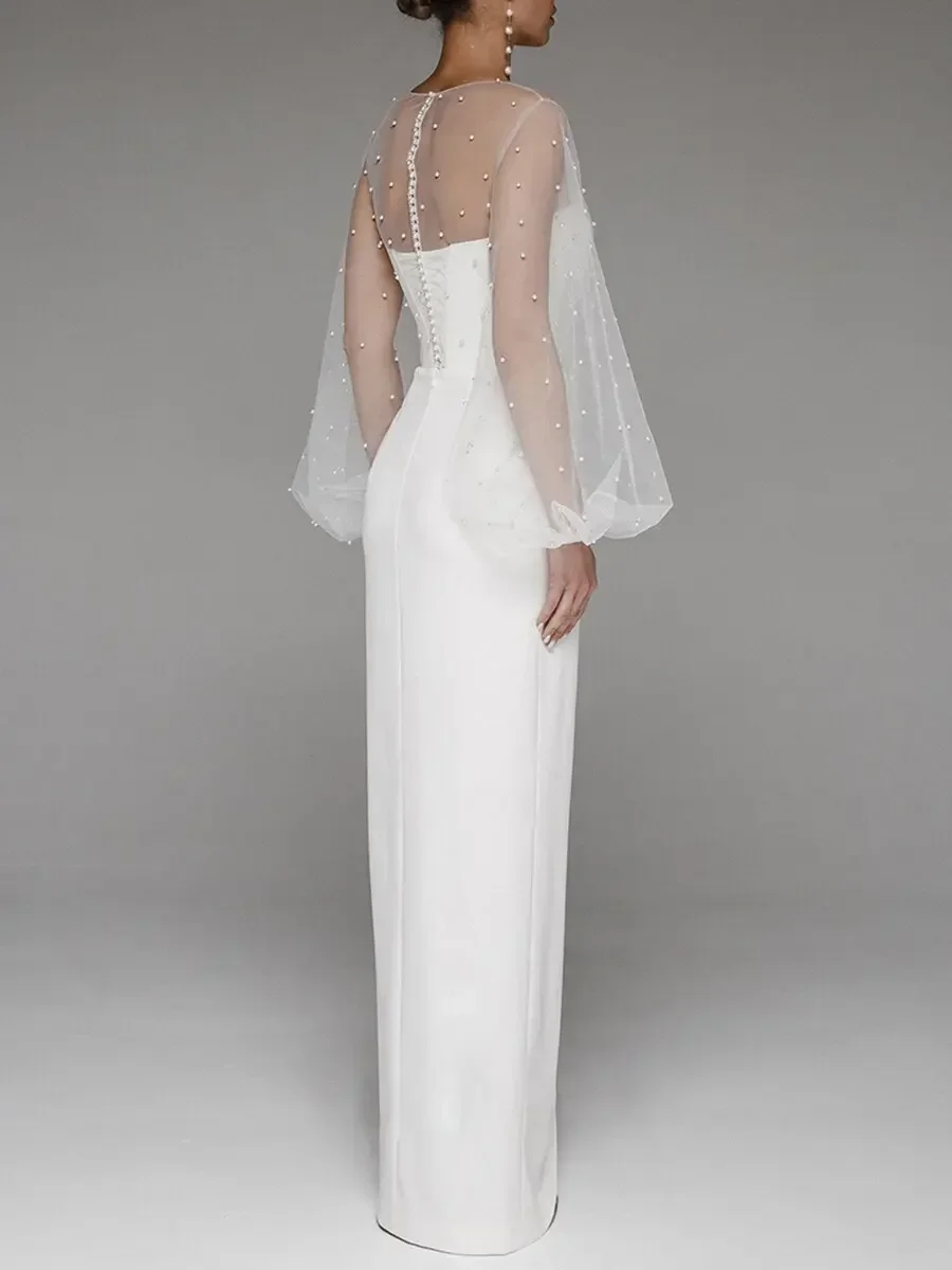 white christmas dresses Beach Sexy Casual Wedding Dresses Sheath / Column Square Camisole Spag – BL  Dress main image 0