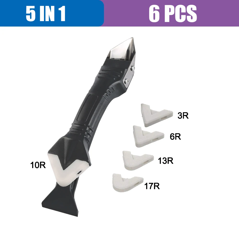 

5 in1 Silicone Remover Sealant Smooth Scraper Caulk Finisher Grout Kit Tools Floor Mould Removal Hand Tools Set Accessories