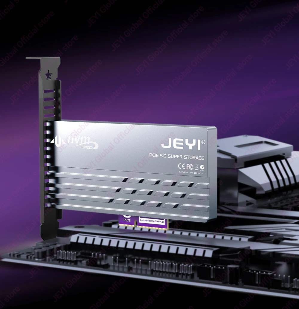 JEYI PCIe 5.0 auf M.2 NVMe-Adapterkarte, PCIE X4/X8/X16 auf M2 SSD-Abdeckung mit Aluminium-Kühlkörper für Gen5-SSDs 128 Gbit/s PCIe 5.0 – Detail 13