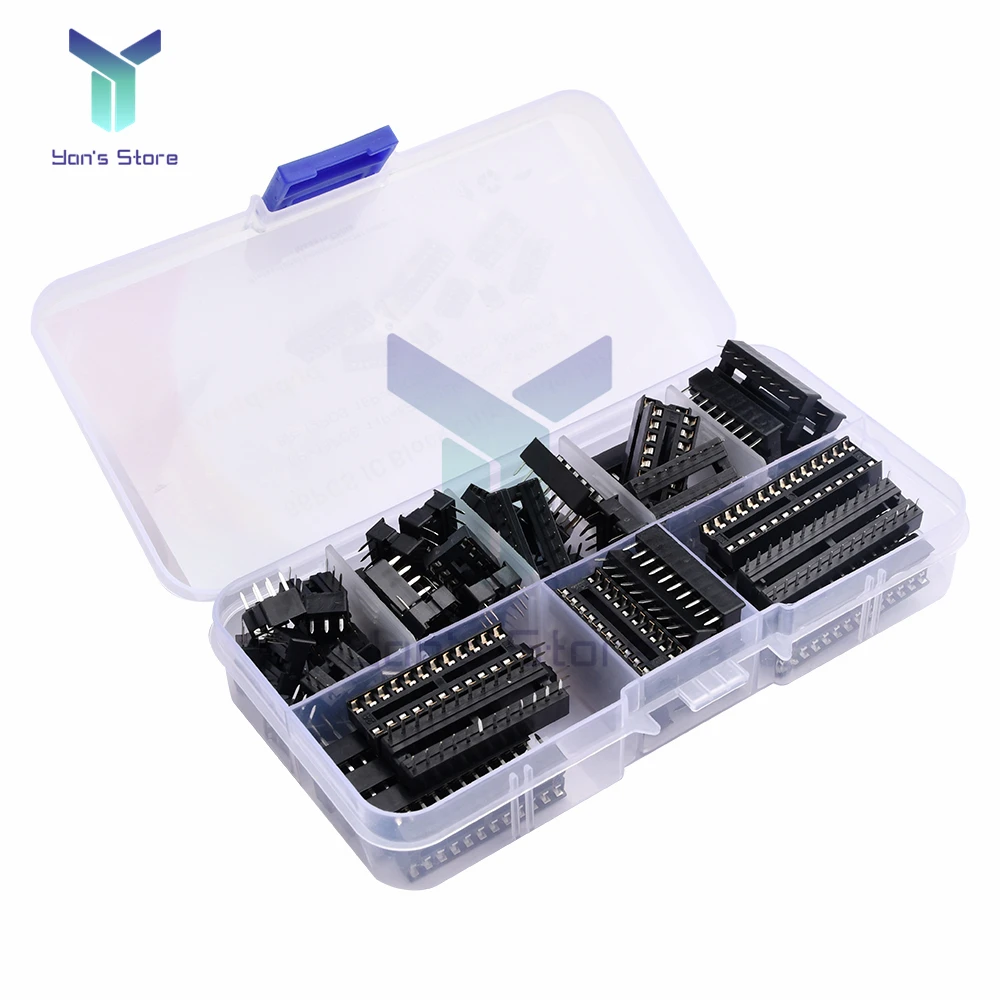 Produktbild von Fasizi 122er DIP IC-Buchsenadapter Set – 6/8/14/16/18/24/28/40 Pins, Raster 2,54 Mm