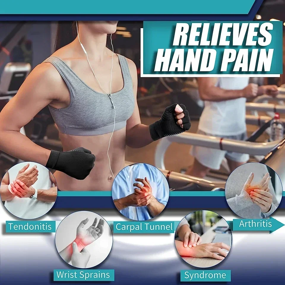 Fingerless gloves compression gloves arthritis gloves 1Pair copper compression arthritis gloves fingerless carpal tunnel RSI rheumatoid tendonitis hand pain computer typing