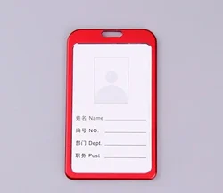 Elegant Aluminum Alloy Card Holder for Women - Business ID Badge & Credit Card Case with Lanyard (Red No String)